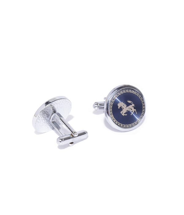 YouBella Jewellery Valentine Gifts for Men Latest Stylish Horse Silver Blue Formal Cuff Links Cufflinks Set for Men